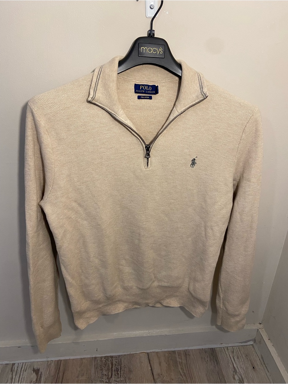 Polo by Ralph Lauren Men's Cream Quarter-Zip Sweater
